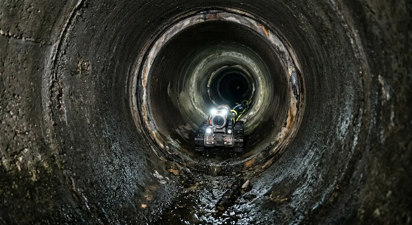Robotic sewer camera inspecting pipe interior for Sewer Line Repair in Joppatowne